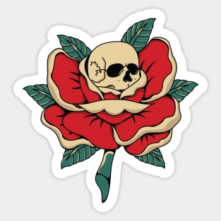 head skull and rose clover Sticker